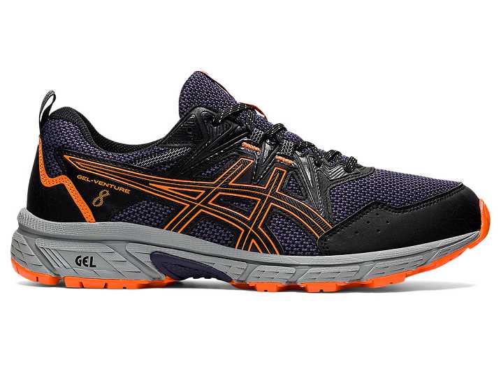Men's Asics GEL-VENTURE 8 Trail Running Shoes Black / Orange | Israel-7638251