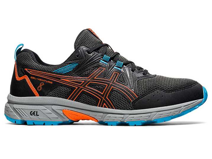 Men's Asics GEL-VENTURE 8 Trail Running Shoes Black / Gold Orange | Israel-7921580
