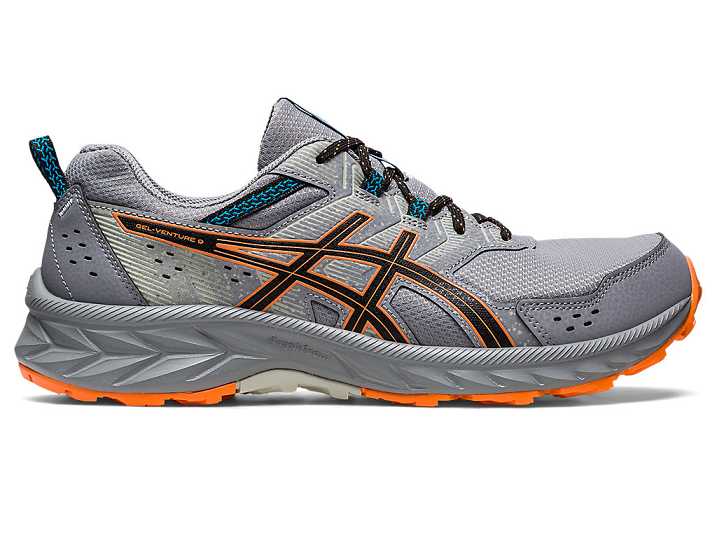 Men's Asics GEL-VENTURE 9 EXTRA WIDE Trail Running Shoes Grey / Orange | Israel-6480195