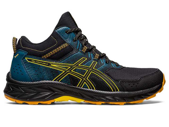 Men's Asics GEL-VENTURE 9 MT Trail Running Shoes Black / Gold Yellow | Israel-7652094