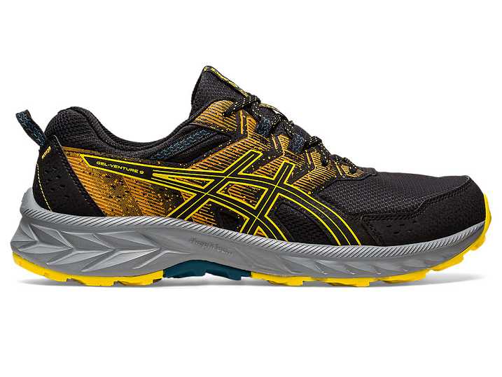 Men's Asics GEL-VENTURE 9 Trail Running Shoes Black / Gold Yellow | Israel-7594206