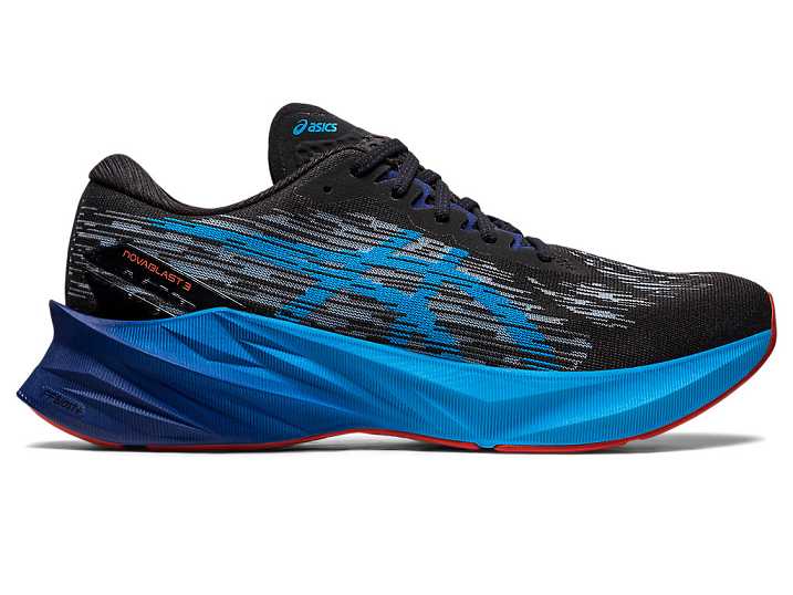 Men's Asics NOVABLAST 3 Running Shoes Black / Blue | Israel-9502348