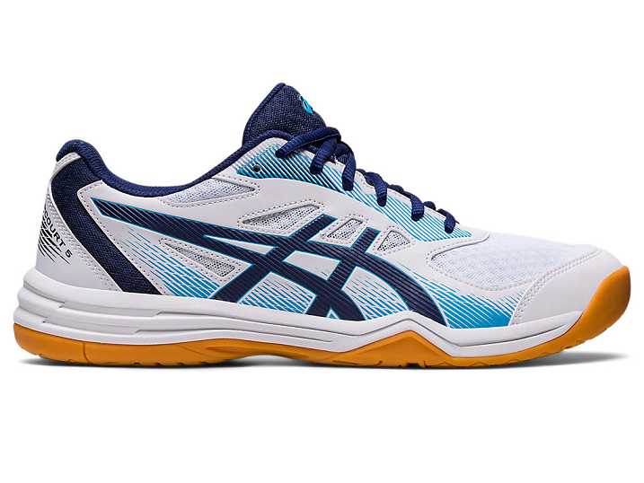Men's Asics UPCOURT 5 Volleyball Shoes White / Indigo Blue | Israel-7402539