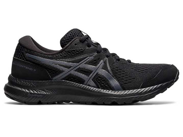 Women's Asics GEL-CONTEND 7 WIDE Walking Shoes Black / Grey | Israel-3650428