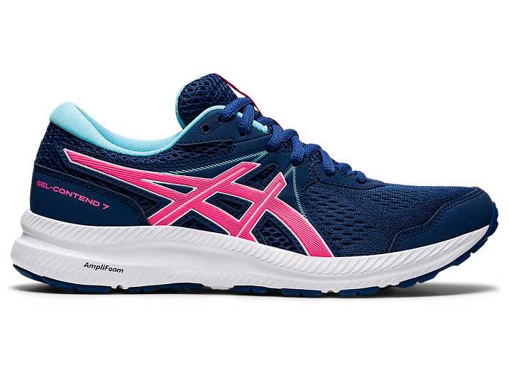 Women's Asics GEL-CONTEND 7 Walking Shoes Blue / Pink | Israel-4518902