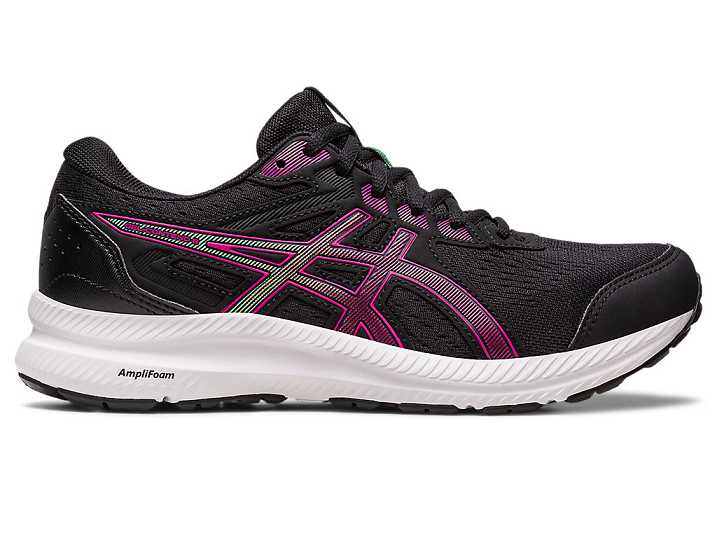 Women's Asics GEL-CONTEND 8 WIDE Running Shoes Black / pink | Israel-5601987
