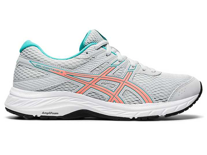 Women's Asics GEL-Contend 6 Walking Shoes Grey / Orange Coral | Israel-0951684