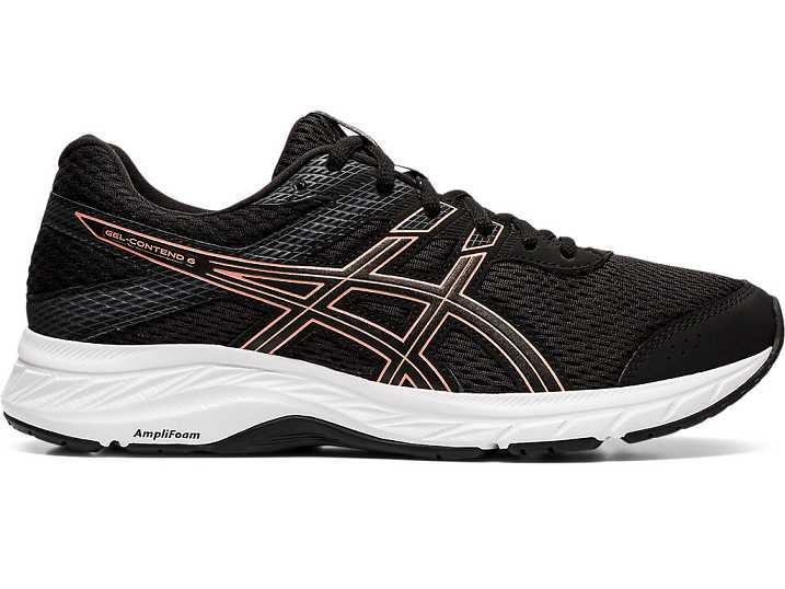 Women's Asics GEL-Contend 6 Walking Shoes Black / Rose Gold | Israel-9751806
