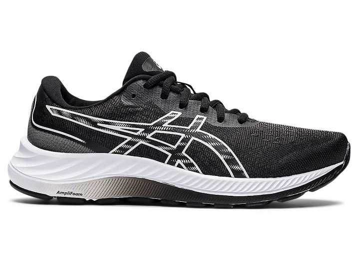 Women's Asics GEL-EXCITE 9 WIDE Walking Shoes Black / White | Israel-3179028