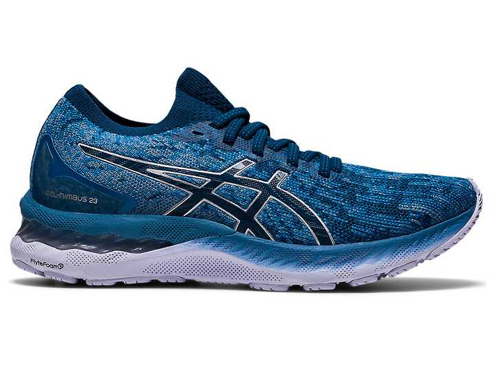 Women's Asics GEL-NIMBUS 23 KNIT Running Shoes Grey / Blue | Israel-7431205