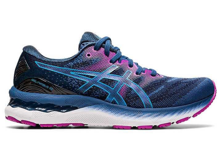 Women's Asics GEL-NIMBUS 23 WIDE Running Shoes Dark Grey / Light Turquoise | Israel-2948105
