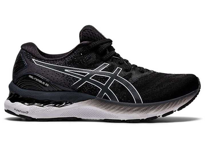 Women's Asics GEL-NIMBUS 23 WIDE Running Shoes Black / White | Israel-6198207