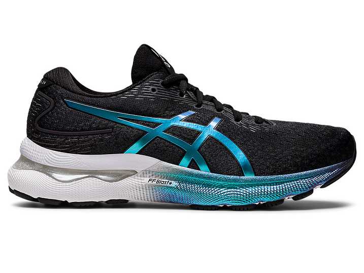Women's Asics GEL-NIMBUS 24 PLATINUM Running Shoes Black | Israel-9631234