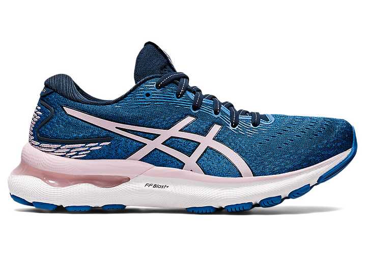 Women's Asics GEL-NIMBUS 24 WIDE Running Shoes Blue / Rose | Israel-2803647