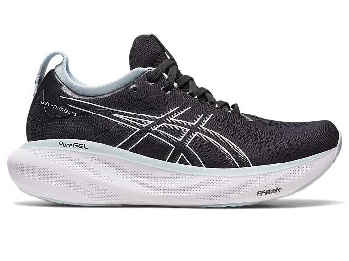 Women's Asics GEL-NIMBUS 25 Running Shoes Black / Blue | Israel-7456309