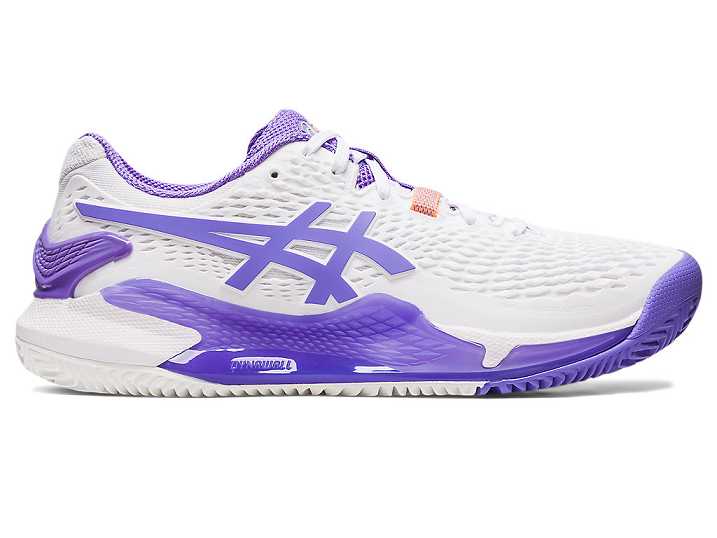 Women's Asics GEL-RESOLUTION 9 CLAY Tennis Shoes White / Purple | Israel-9124857