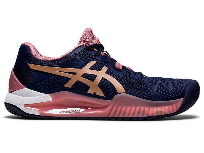 Women's Asics GEL-Resolution 8 Tennis Shoes Navy / Rose Gold | Israel-0387961