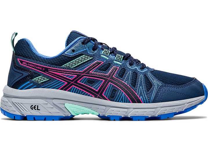 Women's Asics GEL-VENTURE 7 Trail Running Shoes Navy / Pink | Israel-0234751