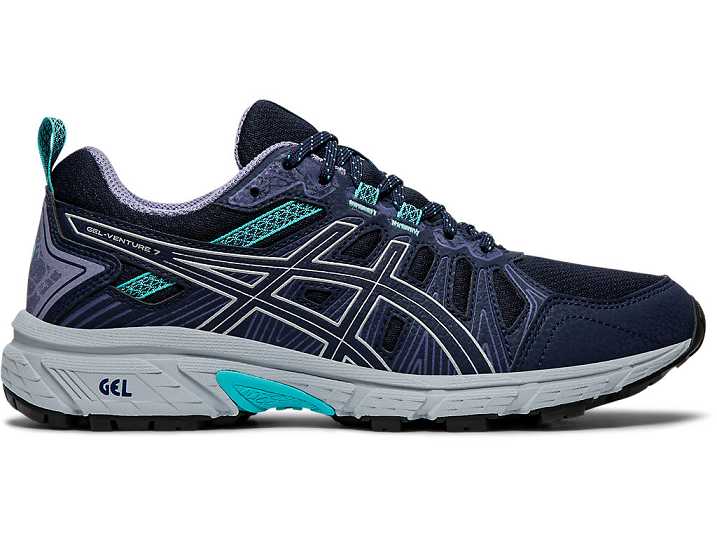 Women's Asics GEL-VENTURE 7 WIDE Trail Running Shoes Black / Silver | Israel-6210579