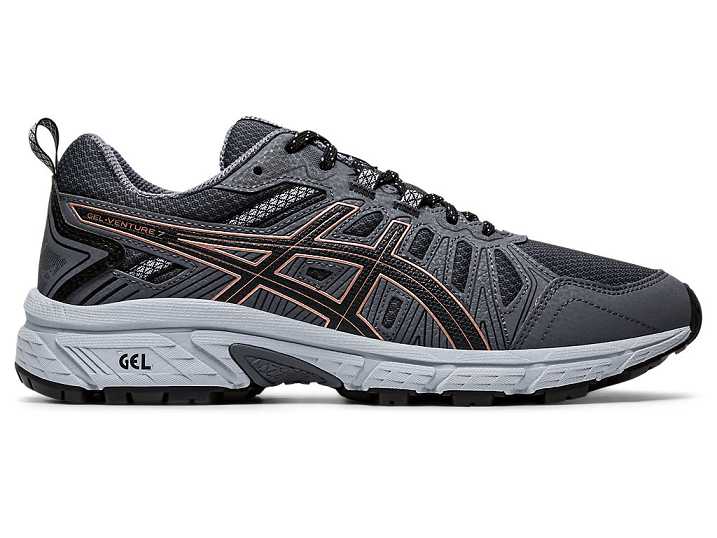 Women's Asics GEL-VENTURE 7 WIDE Trail Running Shoes Deep Grey / Rose Gold | Israel-6350948