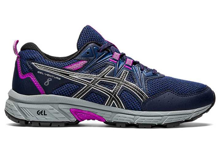 Women's Asics GEL-VENTURE 8 WIDE Trail Running Shoes Navy / Silver | Israel-5029176