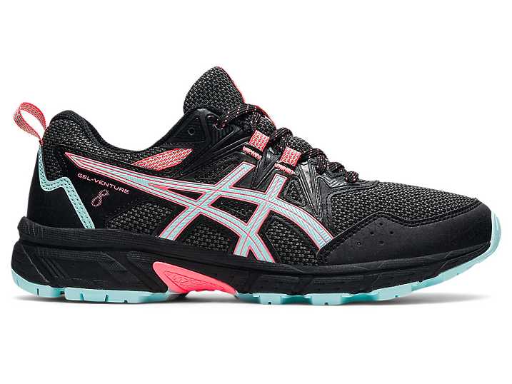 Women's Asics GEL-VENTURE 8 WIDE Trail Running Shoes Black / Blue | Israel-5348290