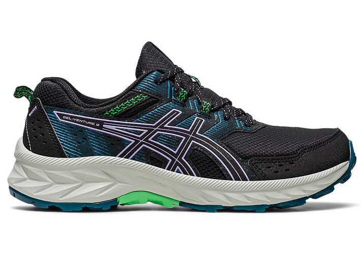 Women's Asics GEL-VENTURE 9 WIDE Running Shoes Black / Purple | Israel-0382167
