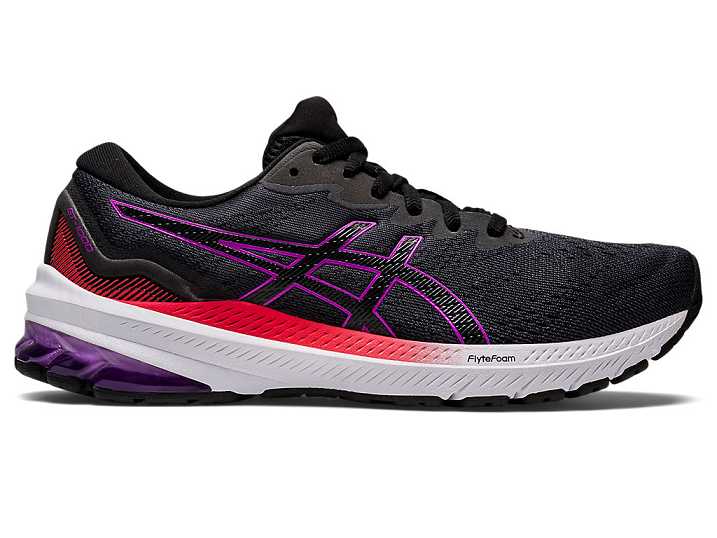 Women's Asics GT-1000 11 WIDE Running Shoes Black / Purple | Israel-3625740
