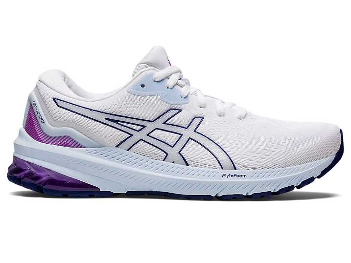 Women's Asics GT-1000 11 WIDE Running Shoes White / Blue | Israel-7860945