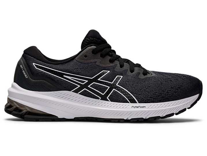 Women's Asics GT-1000 11 WIDE Walking Shoes Black / White | Israel-1795243