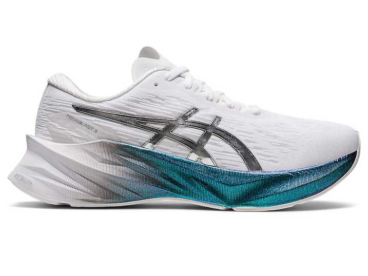 Women's Asics NOVABLAST 3 PLATINUM Running Shoes White / Silver | Israel-6154298